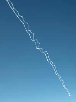 Contrails in the blue sky