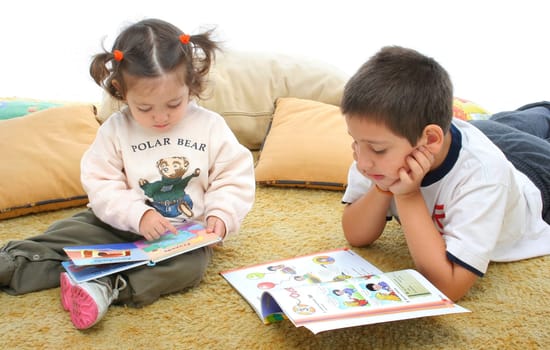 brother and sister reading books