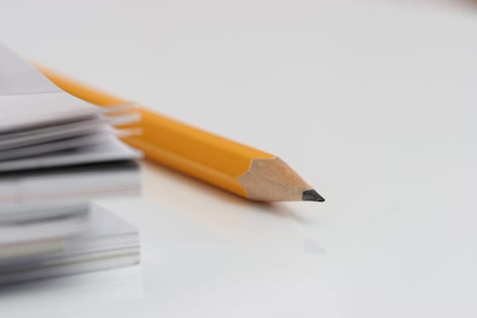 pencil on white desk