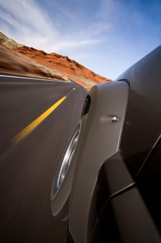 Travel in car with motion blur
