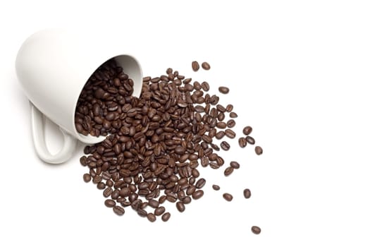 coffee beans spill on table