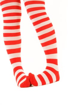 Striped red and white socks