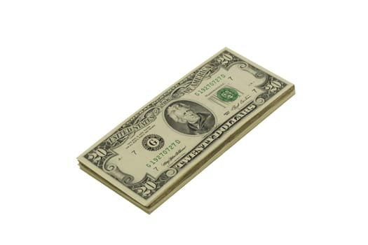 Stack of twenty dollar bills