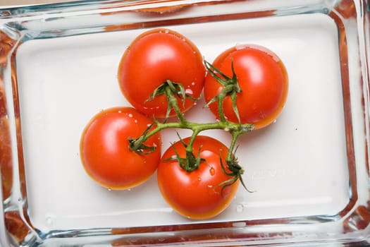 Tray with tomatoes
