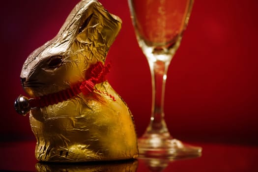 Easter bunny with sparkling wine