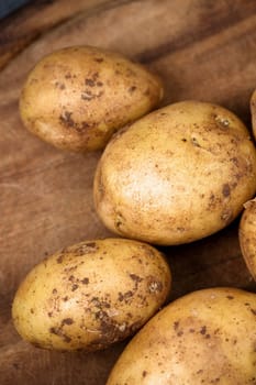 Potatoes on a board