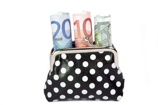 Wallet with euro notes