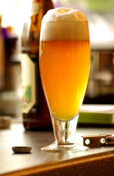 Beer glass with bottle