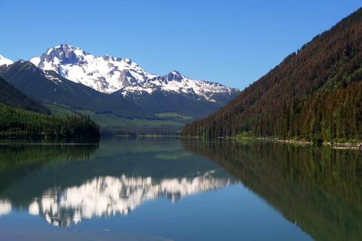 mountains, lake and reflection, Canada