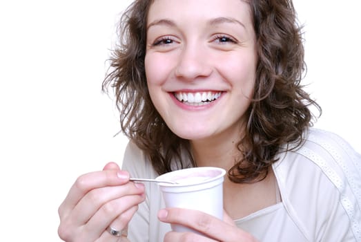 Eating yoghurt