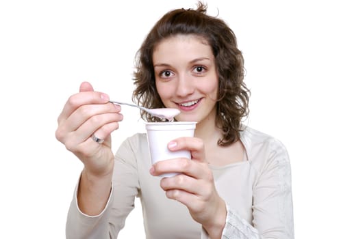 Eating yoghurt