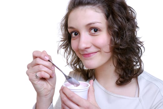 Eating yoghurt