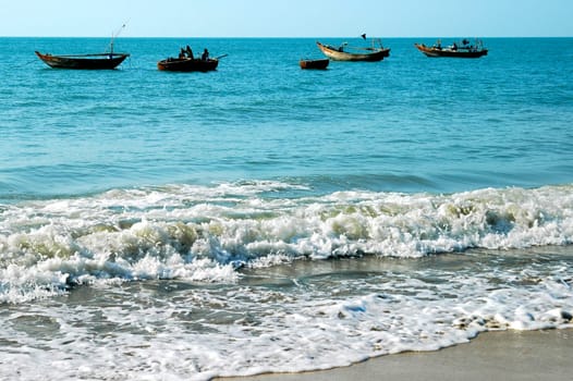Fishing boats on the beach,Mui Ne,Vietnam