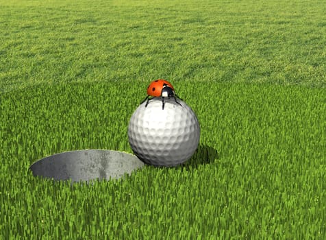 Golf ball with ladybug