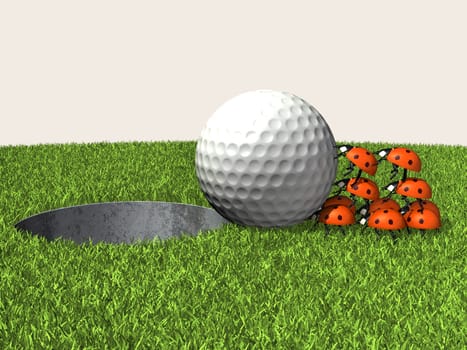 Golf ball with ladybugs