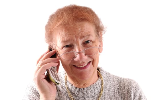 Pensioner on the phone