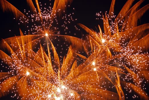 Gold Fireworks Explode