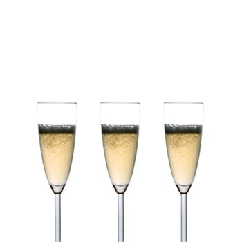 Three champagne glasses