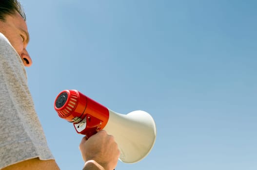 Man with megaphone