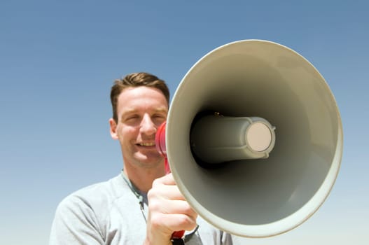 Man with megaphone