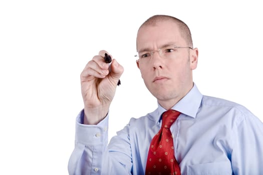 Seminar leader with pen