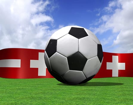 Football in front of European Championship flags