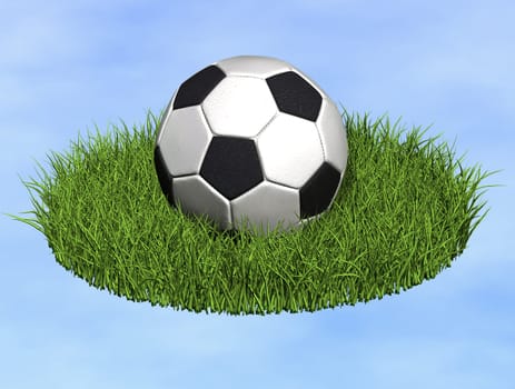 Soccer ball on grass disc