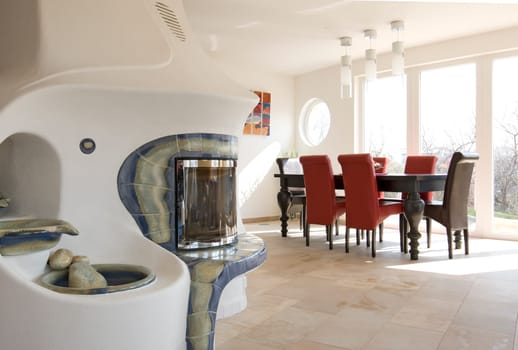stylish fireplace