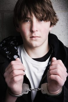 handcuffed teen portrait