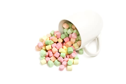 marshmallows and cup isolated