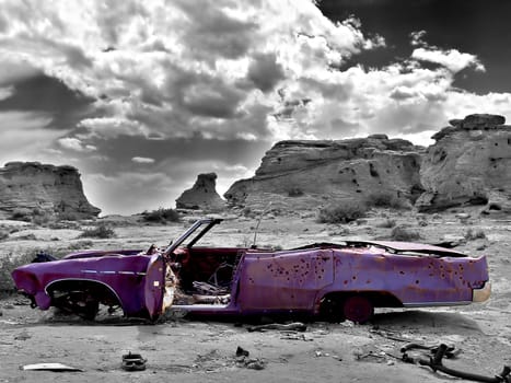 abandoned car in rural Wyoming