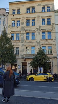 October 15 2024 Prague Czech Republic Historic building facade. High quality photo