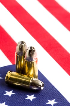 bullets over US flag