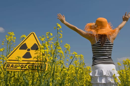 Rapeseed field with shield Radioactiv