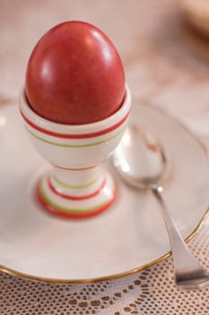Easter egg on breakfast table