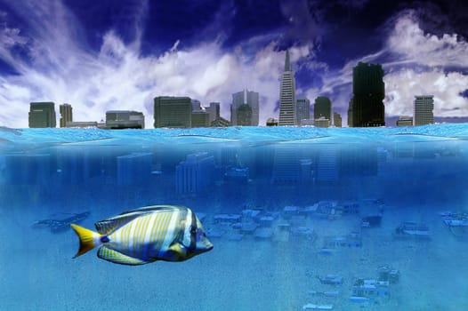 under water