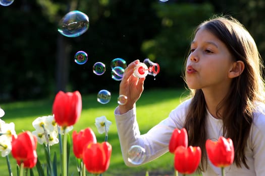 Soap bubbles in the garden
