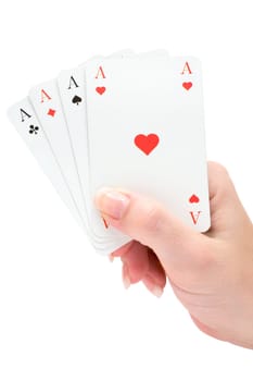 Playing cards in hand