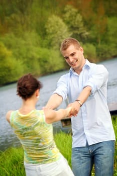 Happy couple in the park