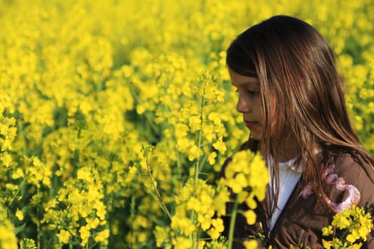 Girl in rapeseed field