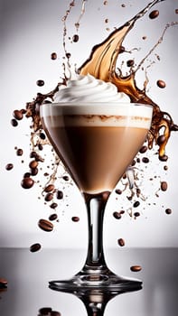 cappuccino latte macchiato splash high speed photograhic drink macro shot generative ai art