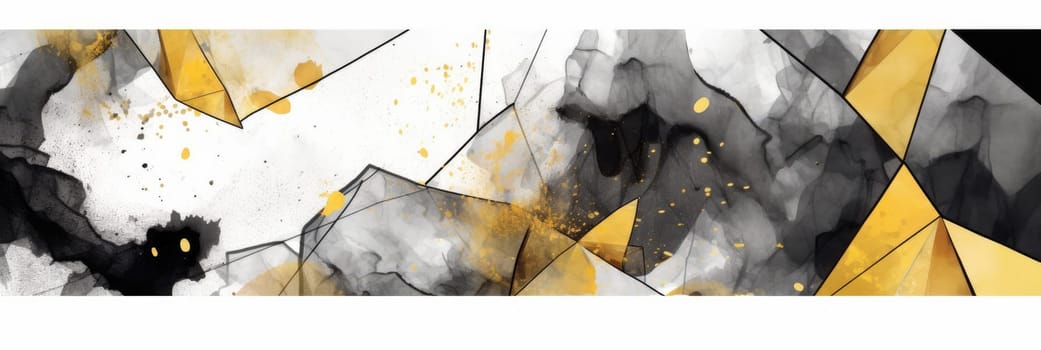 Abstract watercolor artwork mixed with buzzy geometric shapes for background of social media banner generative AI image