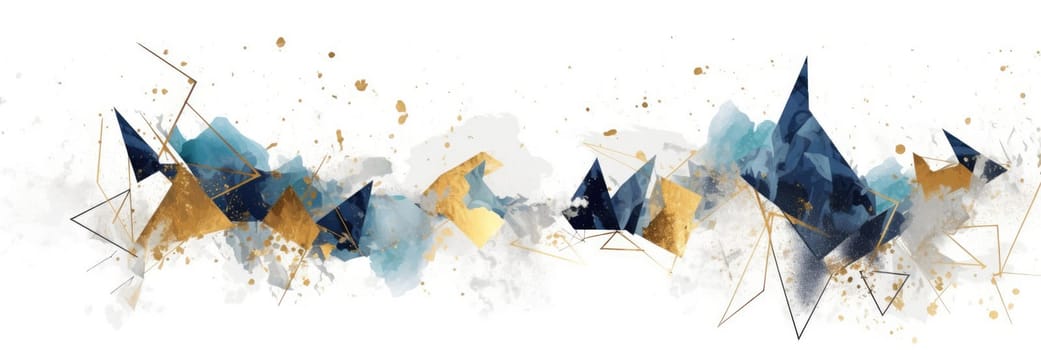 Abstract watercolor artwork mixed with buzzy geometric shapes for background of social media banner generative AI image