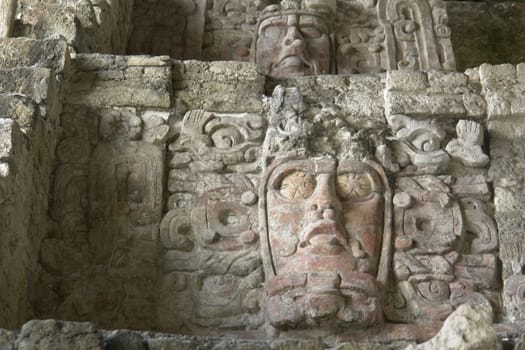 Mayan masks in Kohunlich,Mexico