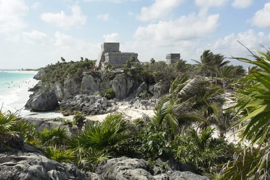 View of Mayan settlement Tulum,Mexico