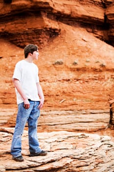 teen male in mountains