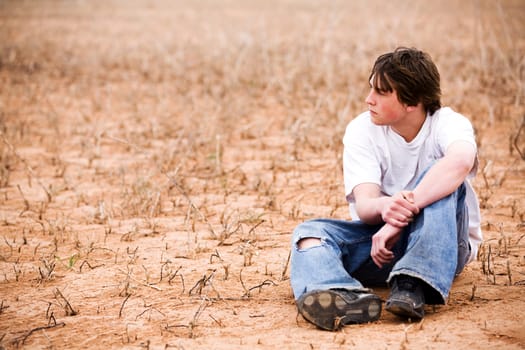 teen male in nature