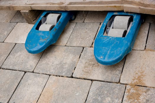 Pallet truck on new pavement