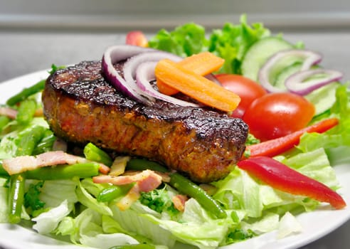 grilled beefsteak with vegetables