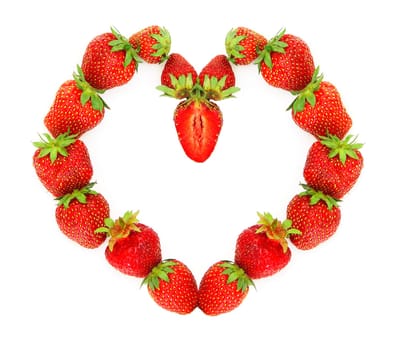 Heart made of a fresh strawberry